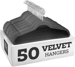 img 4 attached to 👔 Zober 50 Pack of Grey Velvet Hangers - Premium Quality, Space Saving, Strong, Durable, Hold Up to 10 Lbs - Ultra Thin, Non Slip Suit Hangers with 360 Degree Chrome Swivel Hook