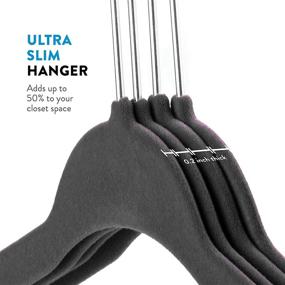 img 2 attached to 👔 Zober 50 Pack of Grey Velvet Hangers - Premium Quality, Space Saving, Strong, Durable, Hold Up to 10 Lbs - Ultra Thin, Non Slip Suit Hangers with 360 Degree Chrome Swivel Hook