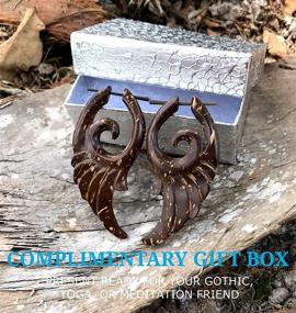 img 3 attached to 🌿 Tribal Organic Wooden Cool Stud Earrings: Shop Unique Faux Gauges and Bohemian Wing Jewelry by UMBRELLALABORATORY