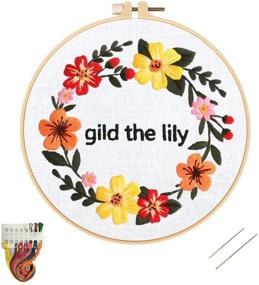 img 4 attached to 🌸 Louise Maelys Embroidery Starter Kit: Perfect Floral Wreath Cross Stitch Craft Projects for Beginner Adults