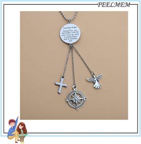 img 1 attached to 🙏 FEELMEM Guardian Angel Prayer Car Charm: Keep Me and My Passengers Protected with this Exclusive Rearview Mirror Pendant