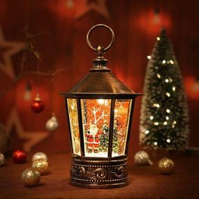 img 2 attached to 🎄 Christmas Lantern Snow Globe with 8 Music Songs - Retro Decorations, Crystal Battery & USB Powered, Ideal Christmas Decoration and Gift for Elder