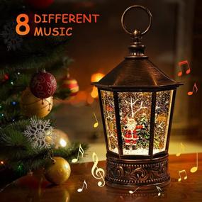 img 3 attached to 🎄 Christmas Lantern Snow Globe with 8 Music Songs - Retro Decorations, Crystal Battery & USB Powered, Ideal Christmas Decoration and Gift for Elder