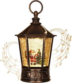 img 4 attached to 🎄 Christmas Lantern Snow Globe with 8 Music Songs - Retro Decorations, Crystal Battery & USB Powered, Ideal Christmas Decoration and Gift for Elder