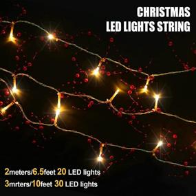 img 1 attached to 🎄 Riakrum 16.5 Feet Christmas Berry Beaded Garland String Lights, Festive LED Lighted Battery Operated Indoor Decoration for Christmas Mantle, Home Party Decor - Acrylic Pearl Warm Red Lights