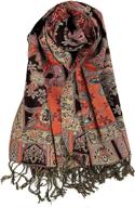 🧣 stylish plum feathers tapestry paisley pashmina: perfect women's accessories for scarves & wraps logo