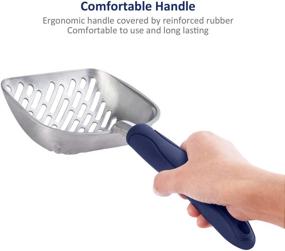 img 1 attached to WePet Aluminum Alloy Cat Litter Scoop - Sifter, Metal Kitty Scooper with Long Handle for Efficient Poop Sifting, Durable, Heavy Duty, Ideal for Litter Box Cleaning