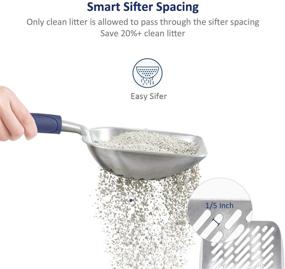 img 2 attached to WePet Aluminum Alloy Cat Litter Scoop - Sifter, Metal Kitty Scooper with Long Handle for Efficient Poop Sifting, Durable, Heavy Duty, Ideal for Litter Box Cleaning