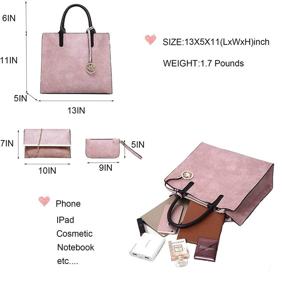 img 2 attached to SUSIE ISLAND Designer Handbags 3Pcs (Grey): Trendy Women's Shoulder Bags with Wallets