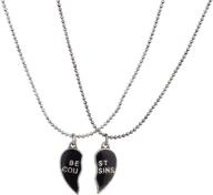 👯 stylish and sentimental: lux accessories burnish silver best cousins mood detachable heart necklace set (2pc) logo