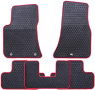 🚗 durable red ucaskin car floor mats - custom fit for dodge challenger rwd 2017-2021 - odorless & washable rubber foot carpet - heavy duty anti-slip all weather protection - premium car floor liner logo