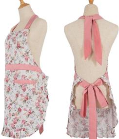 img 1 attached to 🎀 ALIPOBO Lovely Women's Apron with Adjustable Neck Strap, 2 Pockets and 41.5” Long Ties - Cute Cotton Apron for Kitchen Cooking, Home Baking - 30” x 27” - 1 Pcs