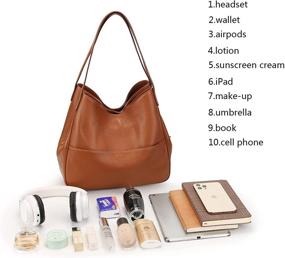 img 1 attached to YALUXE Genuine Leather Shoulder Top Handle Women's Handbags & Wallets in Shoulder Bags