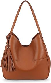 img 4 attached to YALUXE Genuine Leather Shoulder Top Handle Women's Handbags & Wallets in Shoulder Bags