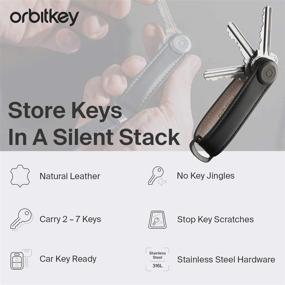 img 1 attached to 🔑 Orbitkey Leather Key Organizer: Durable, Stainless Steel Lock, Slim & Quiet Profile, Holds up to 7 Keys, Charcoal with Grey Stitching