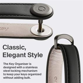 img 2 attached to 🔑 Orbitkey Leather Key Organizer: Durable, Stainless Steel Lock, Slim & Quiet Profile, Holds up to 7 Keys, Charcoal with Grey Stitching