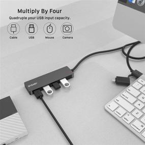 img 2 attached to 🔌 BYEASY USB Hub - Ultra Slim Portable USB Splitter with 4 Ports and 2 ft Extended Cable, USB C Hub for MacBook, Mac Pro/Mini, iMac, Ps4, Surface Pro, XPS, PC, Flash Drive, Samsung & More