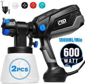 img 3 attached to 🎨 PROSTORMER 600W HVLP Electric Paint Spray Gun with 3 Spraying Patterns, 4 Nozzle Sizes, 2 Detachable 1000ml Containers - Easy to Spray, Clean, and Perfect for Home Painting