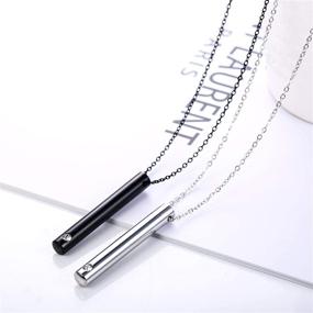 img 2 attached to 📿 2pcs Austrian Crystal Cremation Jewelry - Stainless Steel Black Silver Bar Urn Pendant for Memorial Ashes Keepsake and Exquisite Necklace
