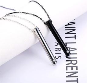 img 1 attached to 📿 2pcs Austrian Crystal Cremation Jewelry - Stainless Steel Black Silver Bar Urn Pendant for Memorial Ashes Keepsake and Exquisite Necklace