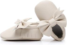 img 3 attached to 👶 Bebila Double Bow Fringe Baby Moccasins - Soft Sole Baby Shoes Girls Toddler Crib Flats" - Revised for Improved SEO: "Bebila Fringed Double Bow Baby Moccasins - Soft Sole Shoes for Girls, Toddlers, and Crib Flats