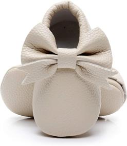 img 4 attached to 👶 Bebila Double Bow Fringe Baby Moccasins - Soft Sole Baby Shoes Girls Toddler Crib Flats" - Revised for Improved SEO: "Bebila Fringed Double Bow Baby Moccasins - Soft Sole Shoes for Girls, Toddlers, and Crib Flats