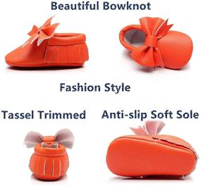 img 2 attached to 👶 Bebila Double Bow Fringe Baby Moccasins - Soft Sole Baby Shoes Girls Toddler Crib Flats" - Revised for Improved SEO: "Bebila Fringed Double Bow Baby Moccasins - Soft Sole Shoes for Girls, Toddlers, and Crib Flats