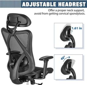 img 1 attached to 💺 SUNNOW Ergonomic Office Chair with Adjustable Lumbar Support, Armrest, and Headrest - High Back Executive Task Chair for Office, Home, Gaming