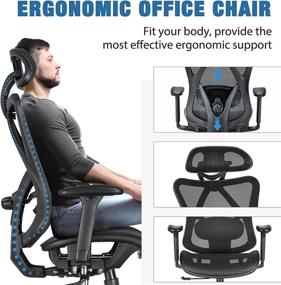 img 2 attached to 💺 SUNNOW Ergonomic Office Chair with Adjustable Lumbar Support, Armrest, and Headrest - High Back Executive Task Chair for Office, Home, Gaming