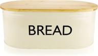 🍞 premium metal bread box with bamboo lid - ideal for kitchen counter storage, vintage kitchen decor & bread container логотип