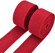 🎀 burlap wired ribbon: natural weave with wired edge for christmas crafts decoration (red, 2.4 inches by 315 inches) logo