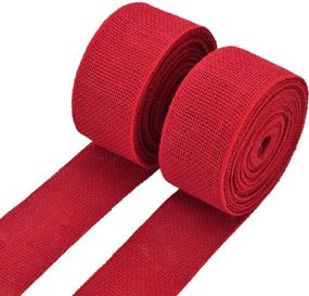 img 4 attached to 🎀 Burlap Wired Ribbon: Natural Weave with Wired Edge for Christmas Crafts Decoration (Red, 2.4 Inches by 315 Inches)