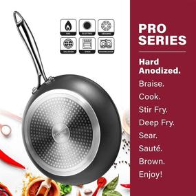 img 3 attached to Набор посуды Granitestone Pro Hard Anodized - сковороды 8, 10 и 12 дюймов - 100% без PFOA, подходит для духовки и посудомоечной машины - ультра антипригарные сковороды - 3-х предметный набор в черном цвете.