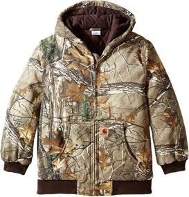 img 2 attached to Boys' Clothing: Carhartt Active Jacket in Brown, Size Large