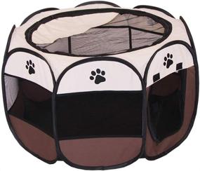 img 2 attached to 🐾 BODISEINT Portable Pet Playpen: Foldable Dog Exercise Pen for Puppy, Yorkie, Cat, Bunny - Indoor/Outdoor Travel & Camping Use