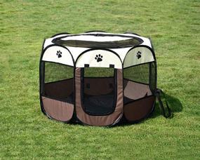 img 3 attached to 🐾 BODISEINT Portable Pet Playpen: Foldable Dog Exercise Pen for Puppy, Yorkie, Cat, Bunny - Indoor/Outdoor Travel & Camping Use