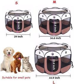 img 1 attached to 🐾 BODISEINT Portable Pet Playpen: Foldable Dog Exercise Pen for Puppy, Yorkie, Cat, Bunny - Indoor/Outdoor Travel & Camping Use