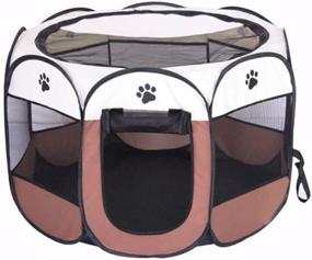 img 4 attached to 🐾 BODISEINT Portable Pet Playpen: Foldable Dog Exercise Pen for Puppy, Yorkie, Cat, Bunny - Indoor/Outdoor Travel & Camping Use