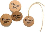 decora 100pc thank you kraft paper tags - perfect bonbonniere favor and gift labels, complete with jute twines logo