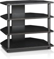 efficient and stylish: furinno turn-n-tube easy assembly 4-tier petite tv stand in sleek blackwood design логотип
