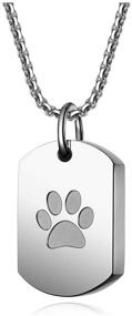 img 4 attached to 🐾 Customized Paw Print Dog Tag Urn Necklace for Pet Ashes - Personalized Engraving, Cremation Keepsake, Memorial Jewelry, Army Military Pendant Container Locket Necklaces