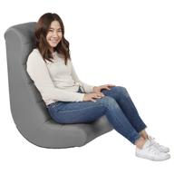 🪑 comfortable ergonomic horizontal video rocker for kids, teens, and adults - ideal for reading, gaming, meditation, or tv - gray logo