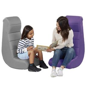 img 2 attached to 🪑 Comfortable Ergonomic Horizontal Video Rocker for Kids, Teens, and Adults - Ideal for Reading, Gaming, Meditation, or TV - Gray