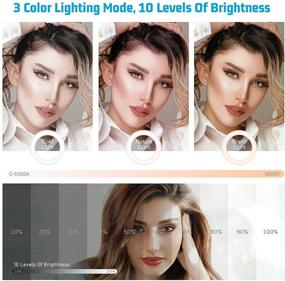 img 3 attached to Улучшенный набор освещения для видеоконференций на ноутбуке/компьютере: кольцевая лампа диаметром 5 дюймов с креплением и штативом - идеально подходит для удаленной работы, звонков в Zoom, самовещания, прямых трансляций, видео на YouTube и многого другого!