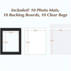 img 3 attached to 🖼️ MBC Mat Board Center: Pack of 10-11x14 Pre-Cut 8x10 Black Mats - Ideal for Pictures, Photos, and Framing - Includes 10 White Backboards and 10 Clear Bags - Acid Free, 4-ply Thickness, White Core