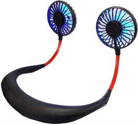 img 4 attached to 💨 Portable Handheld Mini Fan - Upgrade Hands-Free USB Personal Fan with Headphone Design Neckband, Internal Rainbow & White Light, 3 Speeds - Rechargeable for Sports, Travel, and Office (Black)