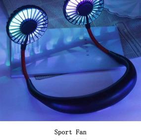 img 2 attached to 💨 Portable Handheld Mini Fan - Upgrade Hands-Free USB Personal Fan with Headphone Design Neckband, Internal Rainbow & White Light, 3 Speeds - Rechargeable for Sports, Travel, and Office (Black)