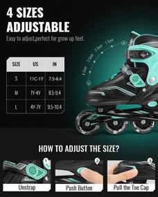 img 3 attached to 🛼 Marcent Adjustable Inline Skates: Light-up Roller Blades for Kids, Boys, Girls, Beginners, Youth, Adults, and Women