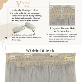 img 3 attached to 16 Inch Grey Halo Extensions: Real Human Hair, Silver Grey Shade, Invisible Wire Hair Extension with Clip. 80 Grams, Straight and High-Quality