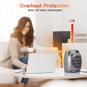 img 2 attached to 🔥 Compact Electric Ceramic Space Heater, 1500W/750W with Thermostat, Overheat & Tip-over Protection, Quick Heating up to 200 sq ft, Safe & Quiet for Office Room Desk Indoor Use (Silver)